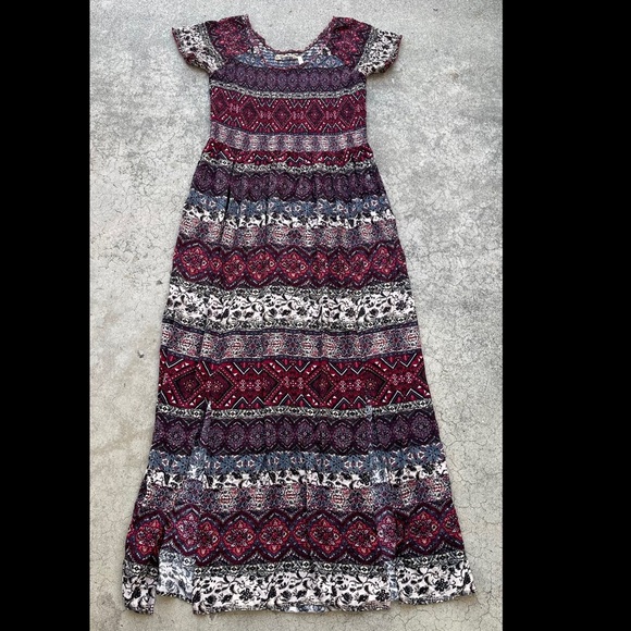 Soft Surroundings Women's Macelo Maxi Dress Size Medium Merlot Smocked Boho - Picture 4 of 8